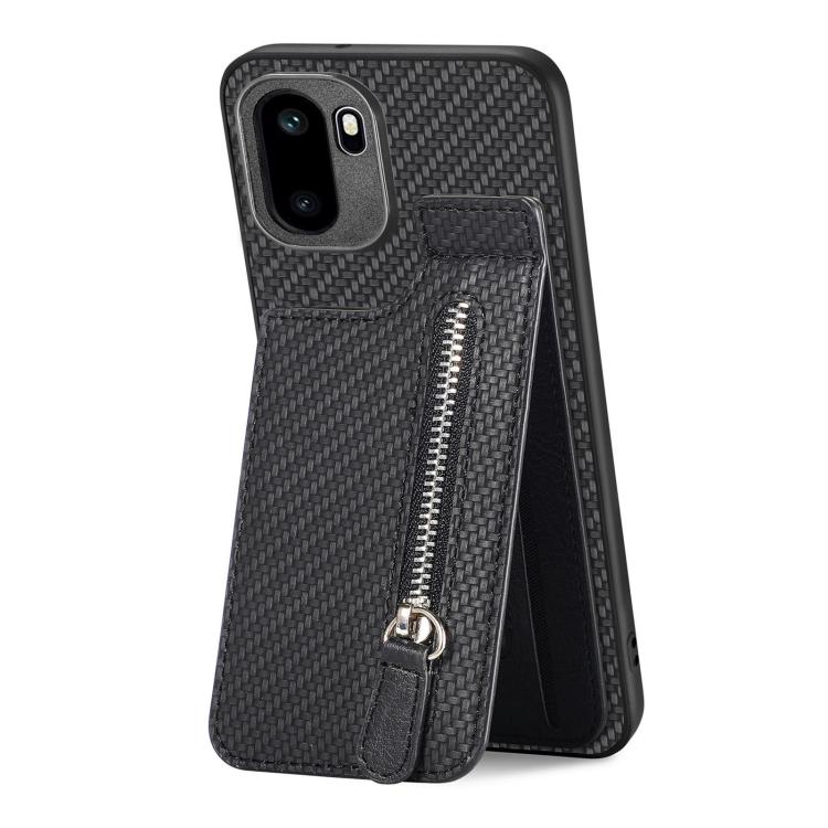 For OnePlus Ace 6 / 6T / 15R Carbon Fiber Vertical Flip Zipper Phone Case