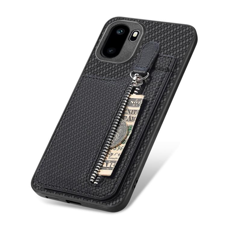 For OnePlus Ace 6 / 6T / 15R Carbon Fiber Vertical Flip Zipper Phone Case