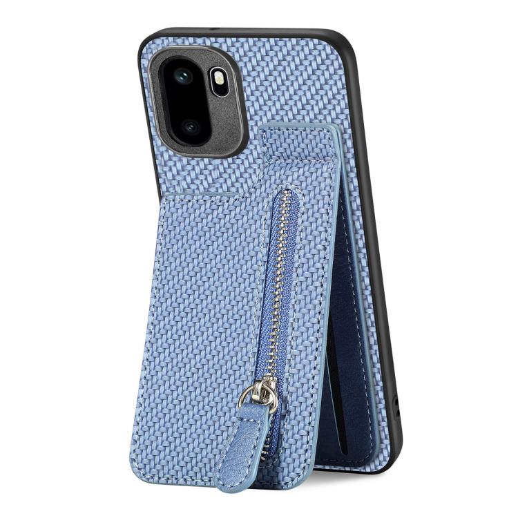 For OnePlus Ace 6 / 6T / 15R Carbon Fiber Vertical Flip Zipper Phone Case