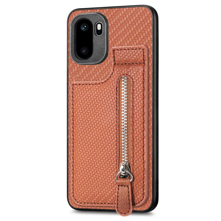 For OnePlus Ace 6 / 6T / 15R Carbon Fiber Vertical Flip Zipper Phone Case