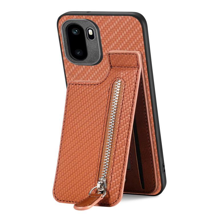 For OnePlus Ace 6 / 6T / 15R Carbon Fiber Vertical Flip Zipper Phone Case