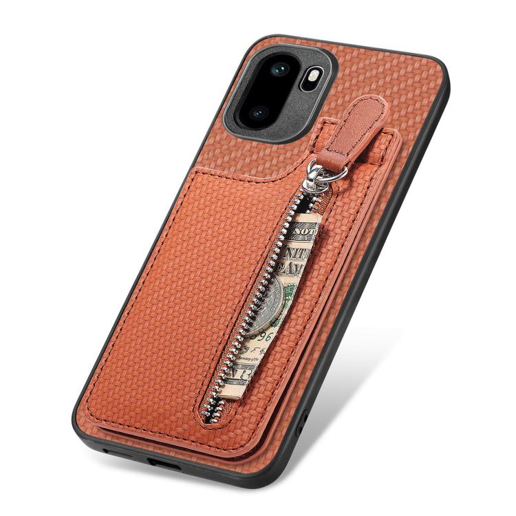For OnePlus Ace 6 / 6T / 15R Carbon Fiber Vertical Flip Zipper Phone Case