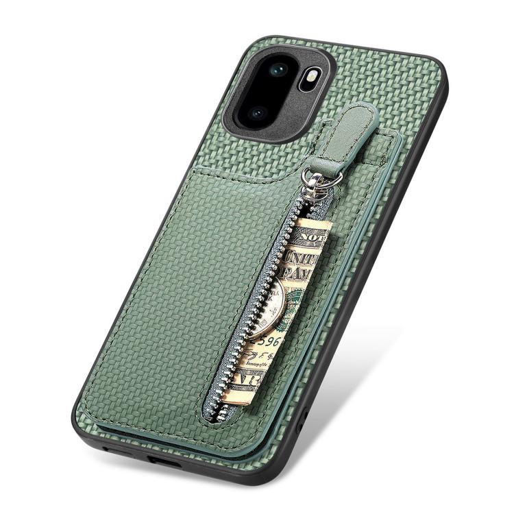 For OnePlus Ace 6 / 6T / 15R Carbon Fiber Vertical Flip Zipper Phone Case