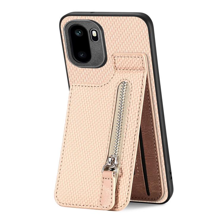 For OnePlus Ace 6 / 6T / 15R Carbon Fiber Vertical Flip Zipper Phone Case