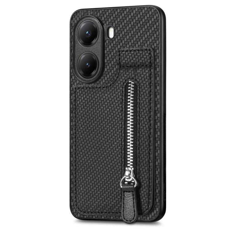 For Redmi Turbo 4 Carbon Fiber Vertical Flip Zipper Phone Case