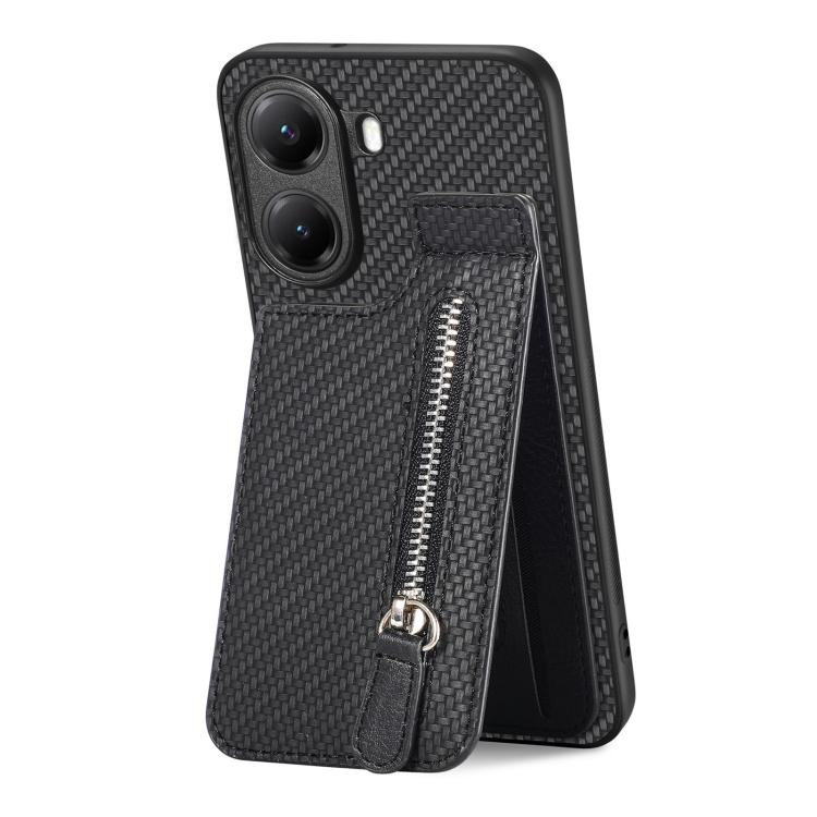 For Redmi Turbo 4 Carbon Fiber Vertical Flip Zipper Phone Case