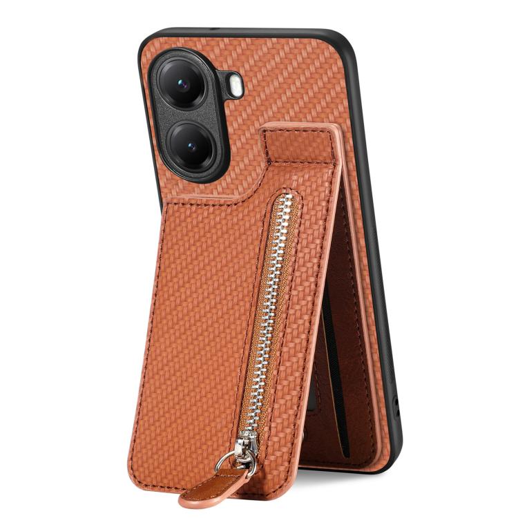 For Redmi Turbo 4 Carbon Fiber Vertical Flip Zipper Phone Case