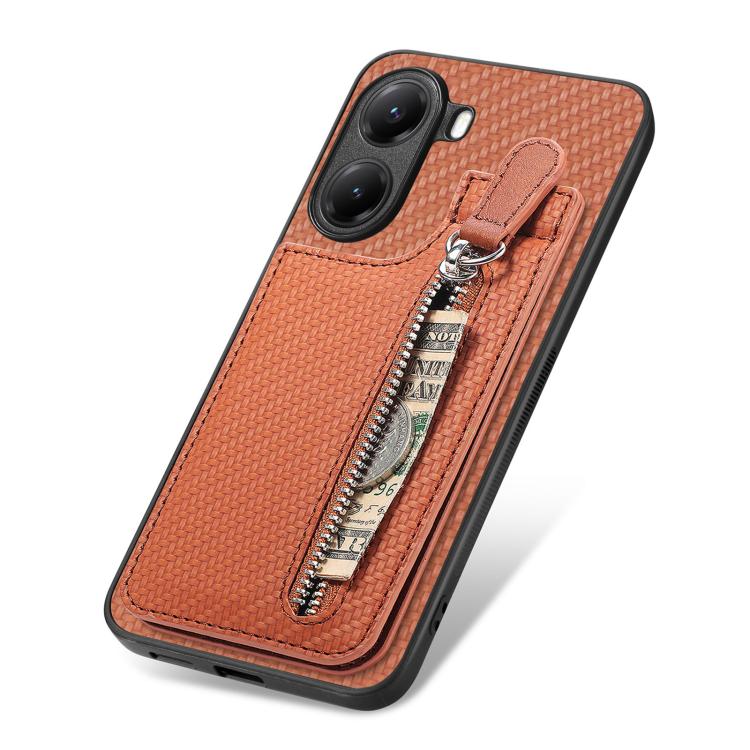 For Redmi Turbo 4 Carbon Fiber Vertical Flip Zipper Phone Case