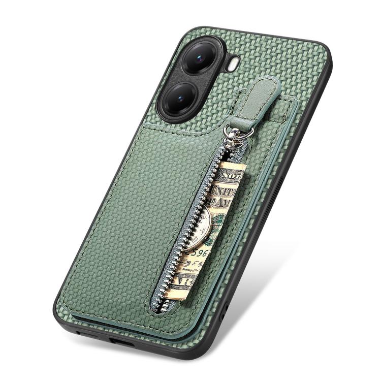 For Redmi Turbo 4 Carbon Fiber Vertical Flip Zipper Phone Case