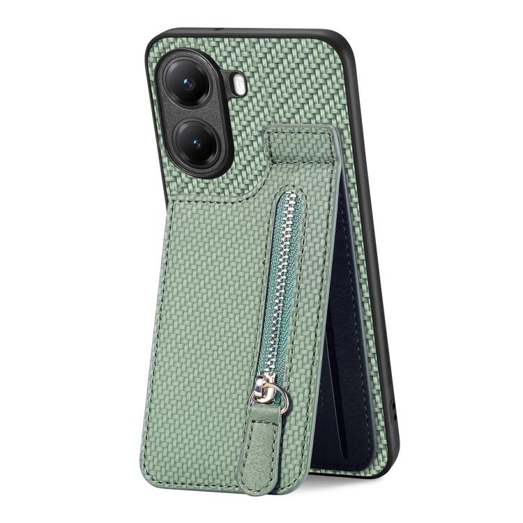 For Xiaomi Poco X7 Pro Carbon Fiber Vertical Flip Zipper Phone Case