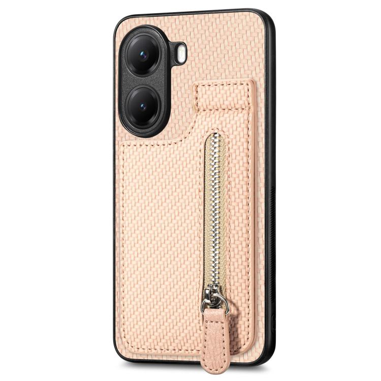For Xiaomi Poco X7 Pro Carbon Fiber Vertical Flip Zipper Phone Case