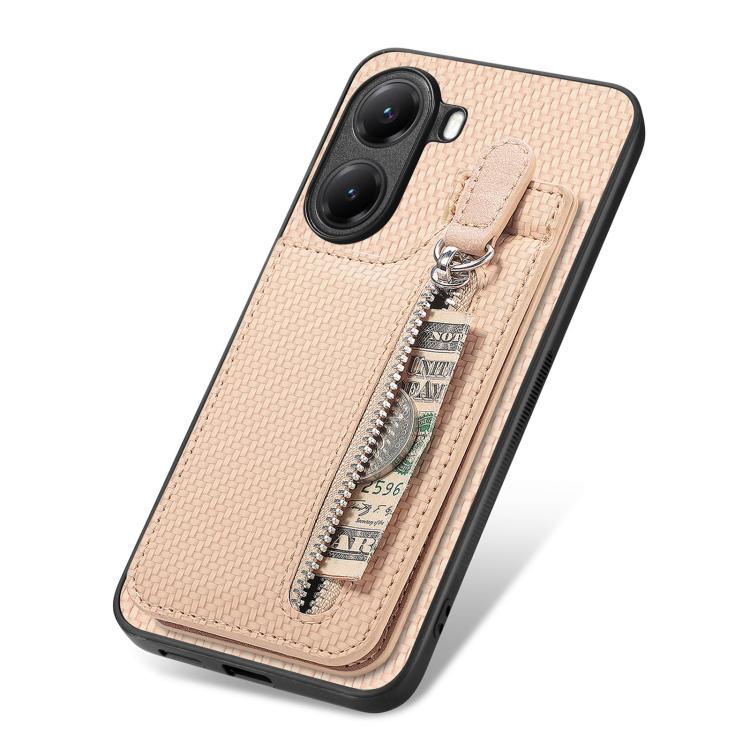 For Xiaomi Poco X7 Pro Carbon Fiber Vertical Flip Zipper Phone Case