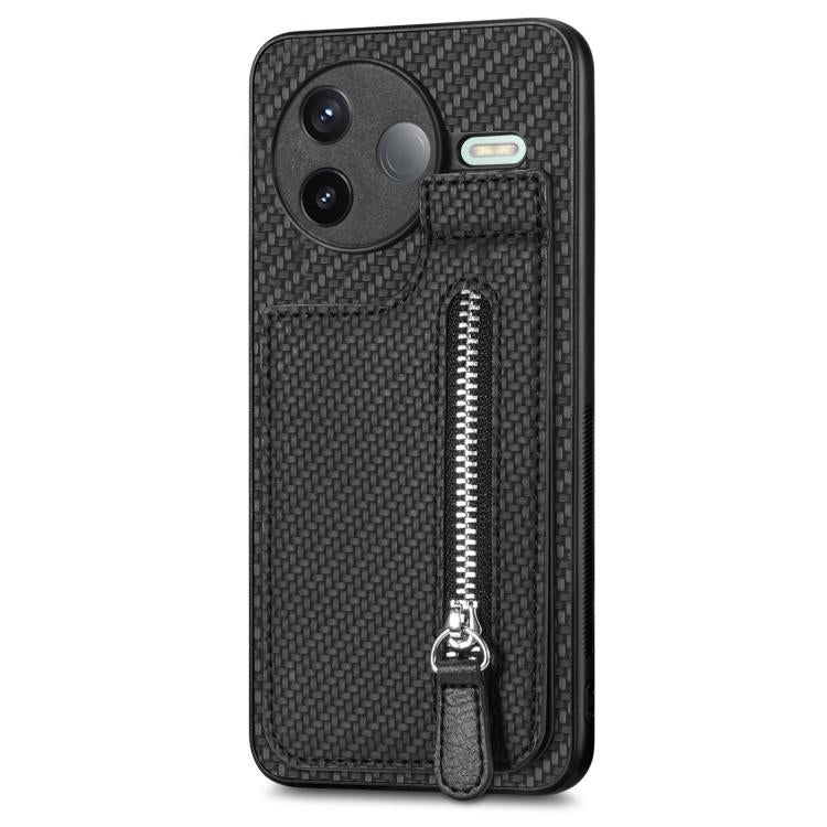 For Redmi K80 / Poco F7 Pro Carbon Fiber Vertical Flip Zipper Phone Case