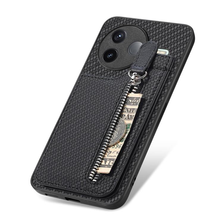 For Redmi K80 / Poco F7 Pro Carbon Fiber Vertical Flip Zipper Phone Case