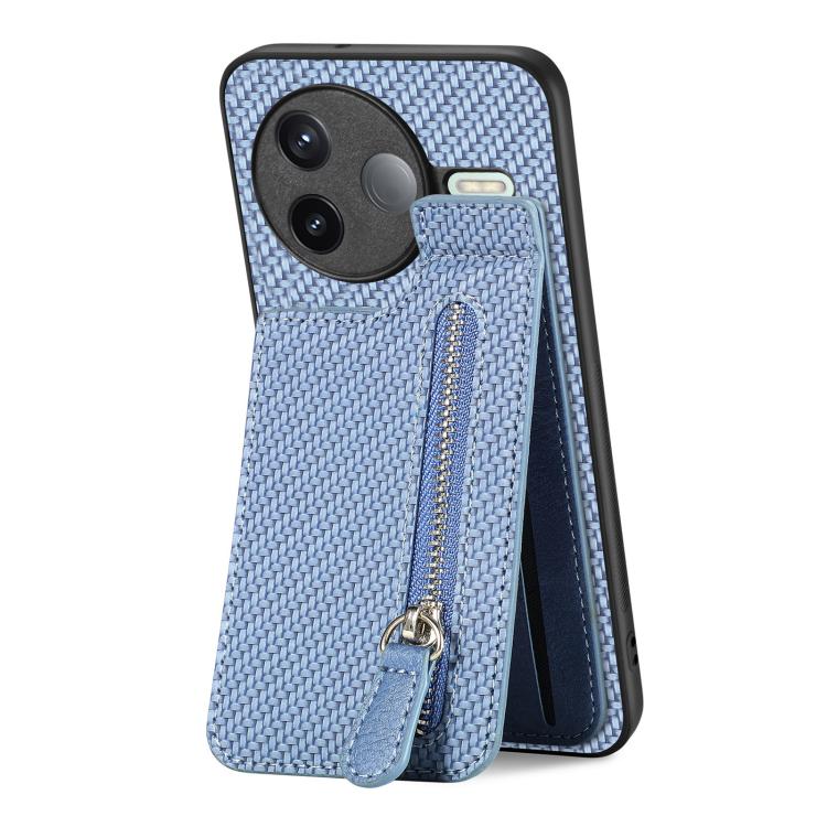 For Redmi K80 / Poco F7 Pro Carbon Fiber Vertical Flip Zipper Phone Case