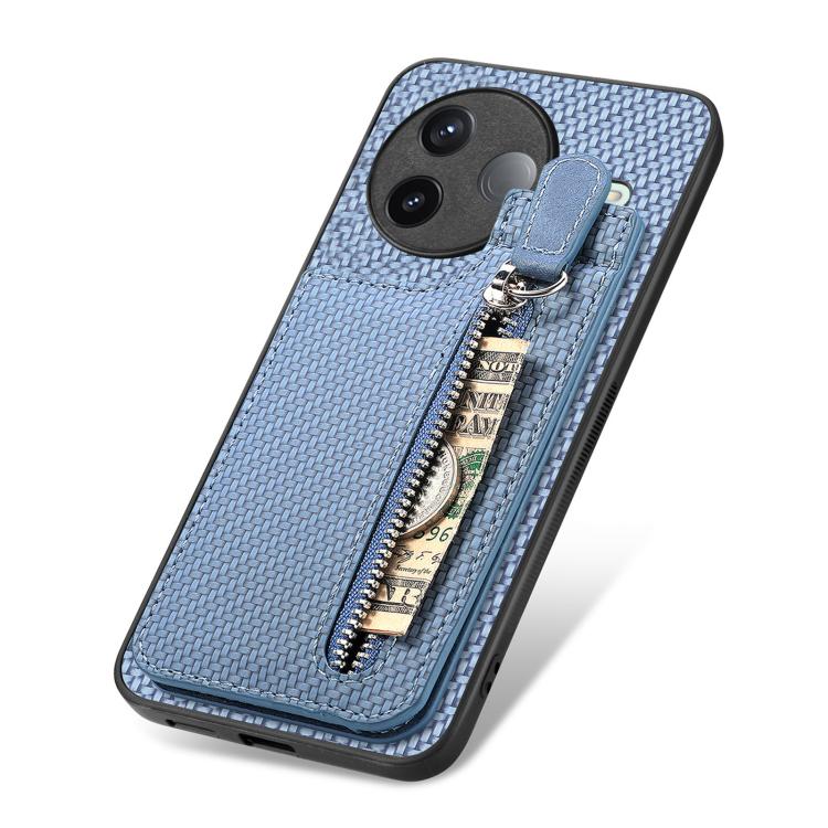 For Redmi K80 / Poco F7 Pro Carbon Fiber Vertical Flip Zipper Phone Case