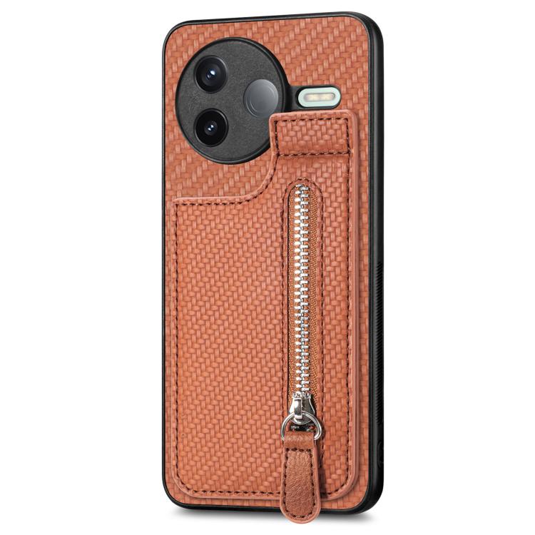For Redmi K80 / Poco F7 Pro Carbon Fiber Vertical Flip Zipper Phone Case