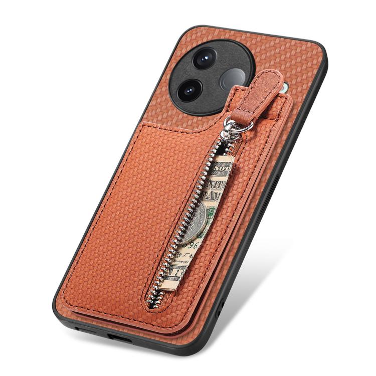 For Redmi K80 / Poco F7 Pro Carbon Fiber Vertical Flip Zipper Phone Case