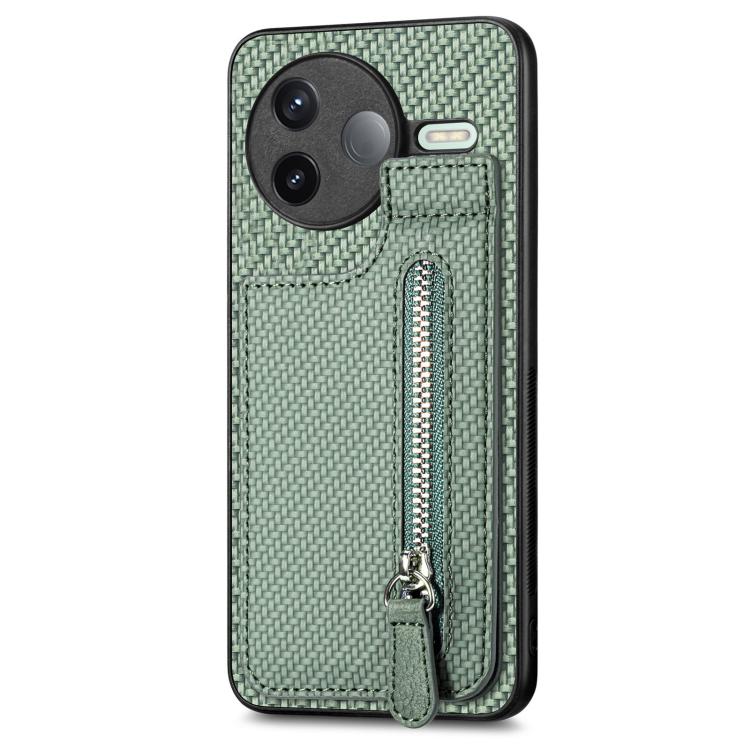 For Redmi K80 / Poco F7 Pro Carbon Fiber Vertical Flip Zipper Phone Case