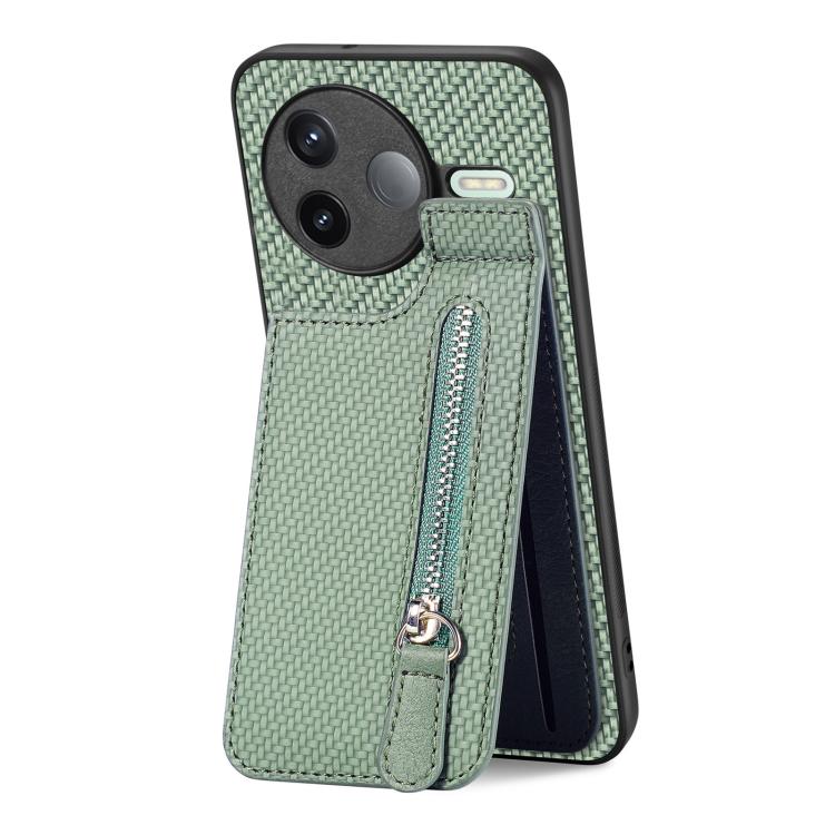 For Redmi K80 / Poco F7 Pro Carbon Fiber Vertical Flip Zipper Phone Case