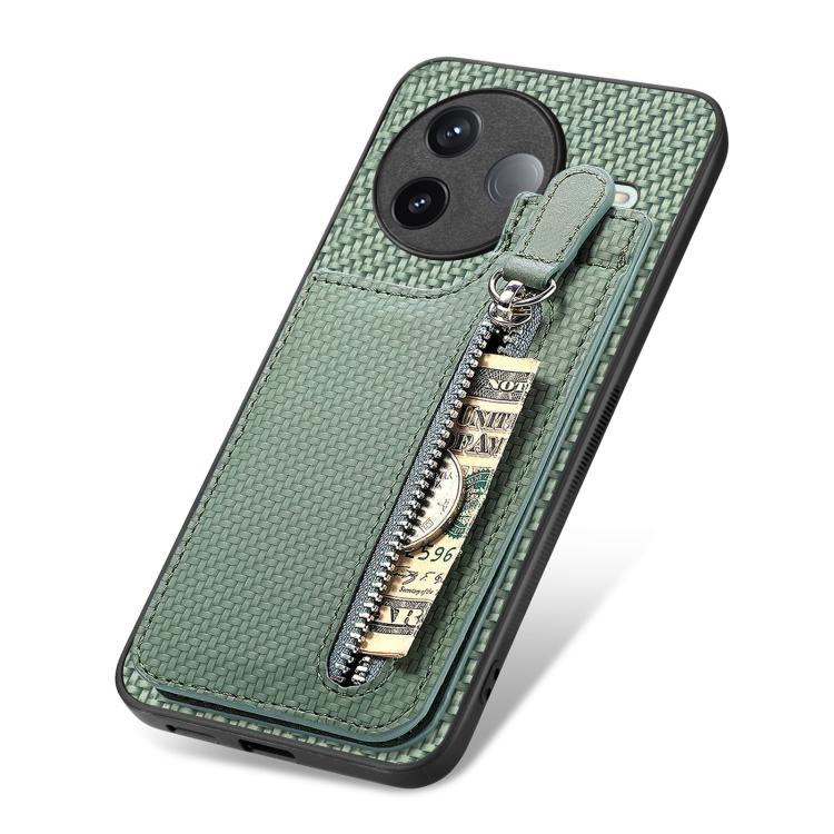 For Redmi K80 / Poco F7 Pro Carbon Fiber Vertical Flip Zipper Phone Case