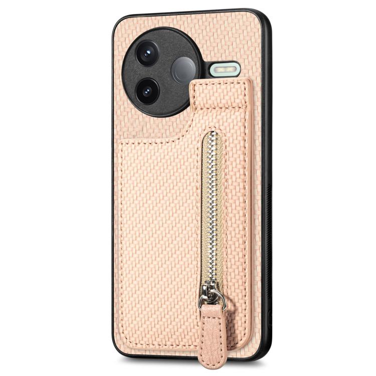 For Redmi K80 / Poco F7 Pro Carbon Fiber Vertical Flip Zipper Phone Case