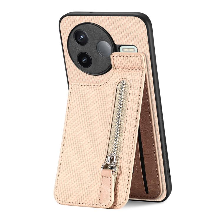 For Redmi K80 / Poco F7 Pro Carbon Fiber Vertical Flip Zipper Phone Case
