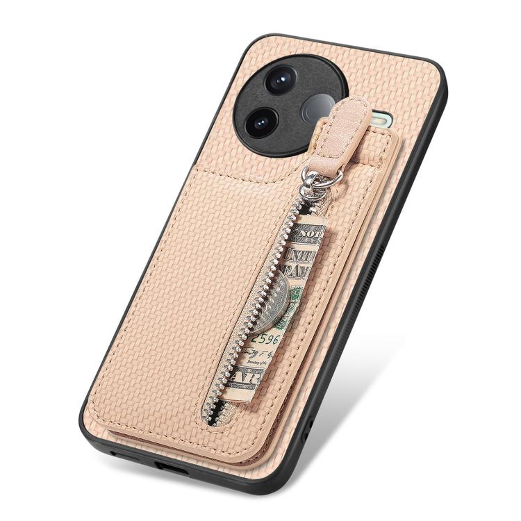 For Redmi K80 / Poco F7 Pro Carbon Fiber Vertical Flip Zipper Phone Case