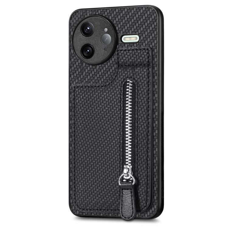 For Redmi K80 Pro / Poco F7 Ultra Carbon Fiber Vertical Flip Zipper Phone Case