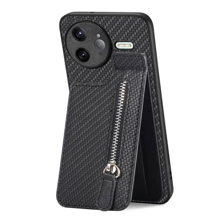 For Redmi K80 Pro / Poco F7 Ultra Carbon Fiber Vertical Flip Zipper Phone Case
