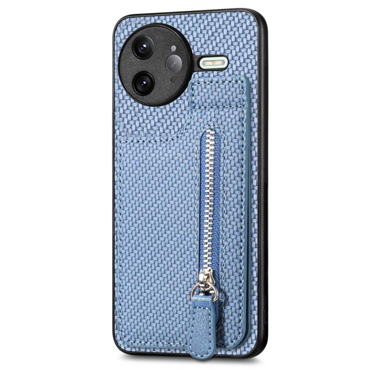 For Redmi K80 Pro / Poco F7 Ultra Carbon Fiber Vertical Flip Zipper Phone Case