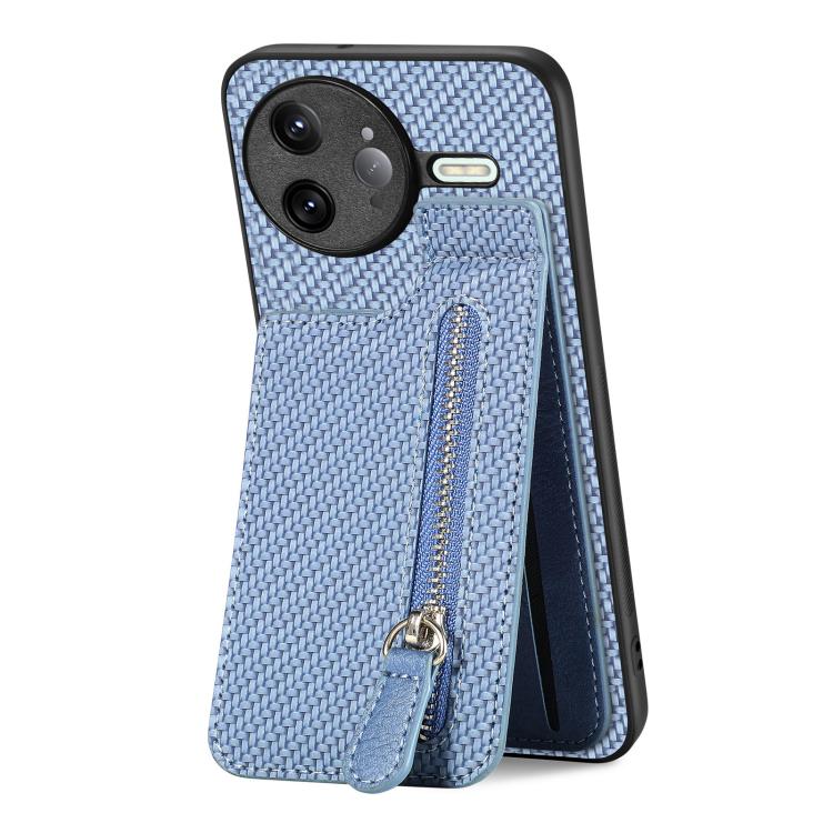 For Redmi K80 Pro / Poco F7 Ultra Carbon Fiber Vertical Flip Zipper Phone Case