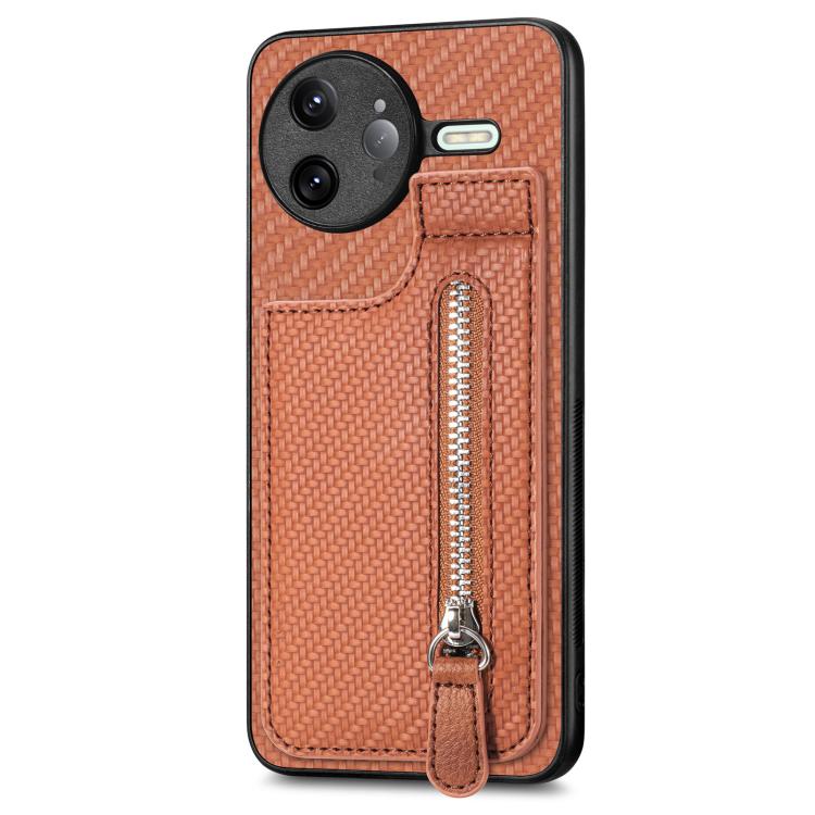 For Redmi K80 Pro / Poco F7 Ultra Carbon Fiber Vertical Flip Zipper Phone Case