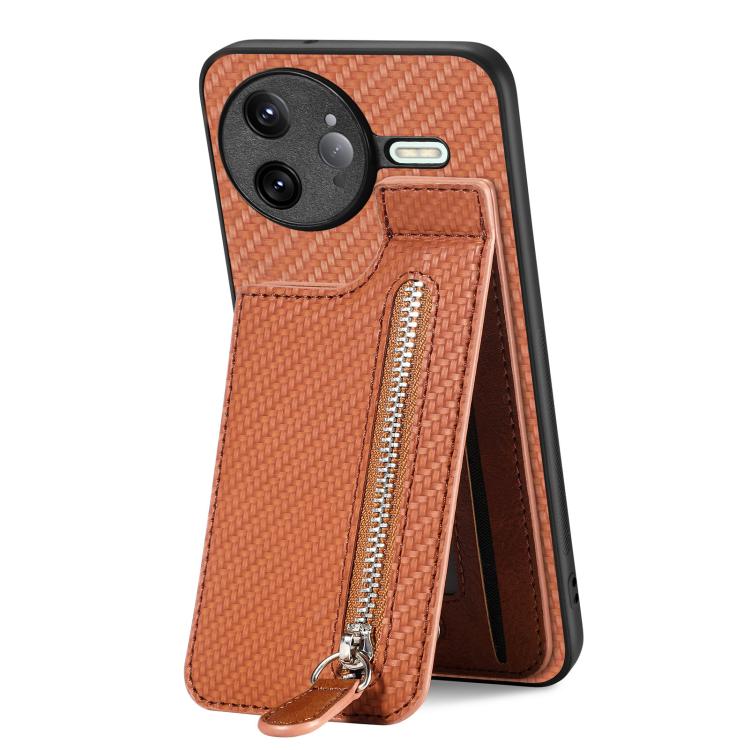 For Redmi K80 Pro / Poco F7 Ultra Carbon Fiber Vertical Flip Zipper Phone Case