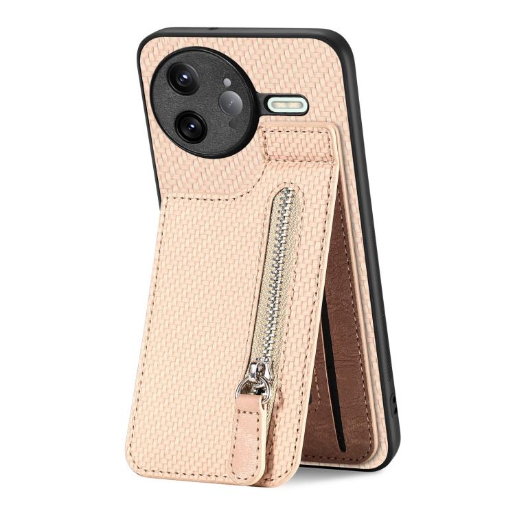 For Redmi K80 Pro / Poco F7 Ultra Carbon Fiber Vertical Flip Zipper Phone Case
