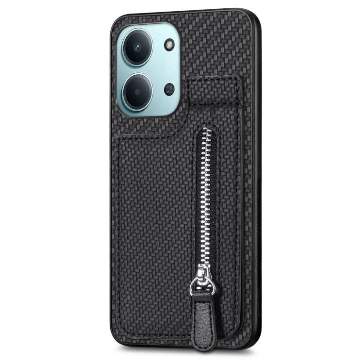For Redmi 15C 5G / 4G Glodal 171mm Carbon Fiber Vertical Flip Zipper Phone Case