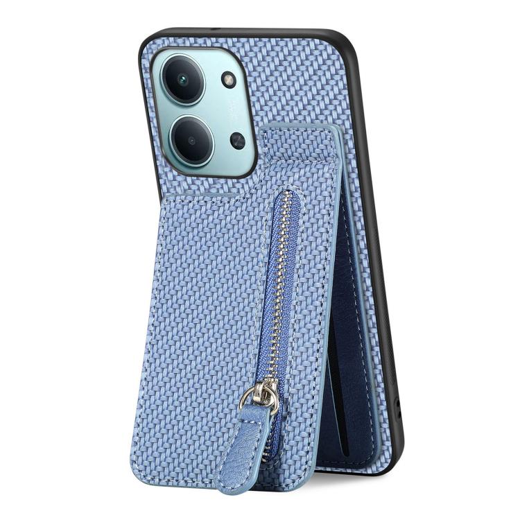 For Redmi 15C 5G / 4G Glodal 171mm Carbon Fiber Vertical Flip Zipper Phone Case