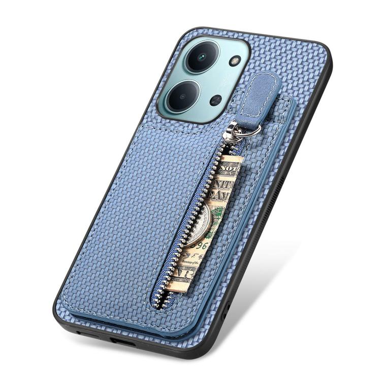 For Redmi 15C 5G / 4G Glodal 171mm Carbon Fiber Vertical Flip Zipper Phone Case