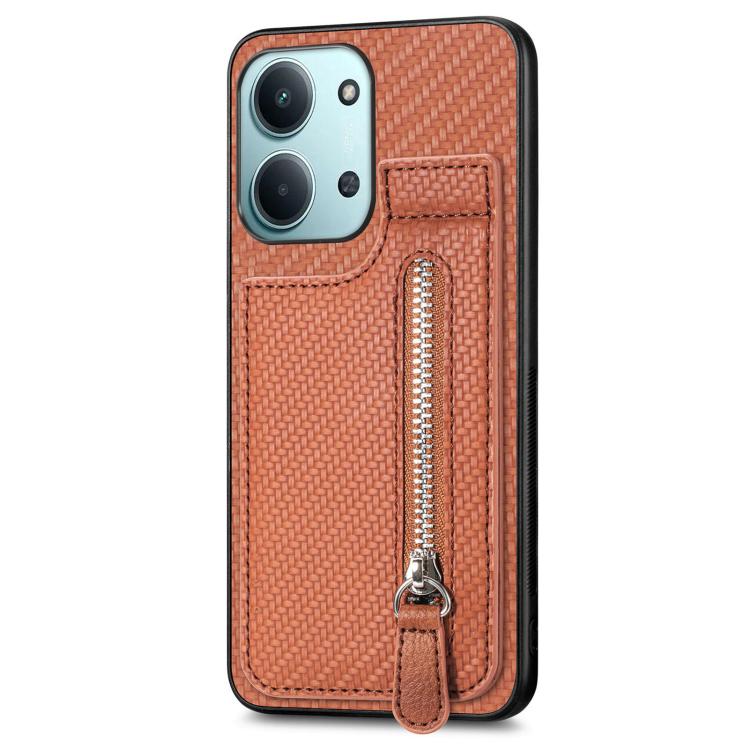 For Redmi 15C 5G / 4G Glodal 171mm Carbon Fiber Vertical Flip Zipper Phone Case