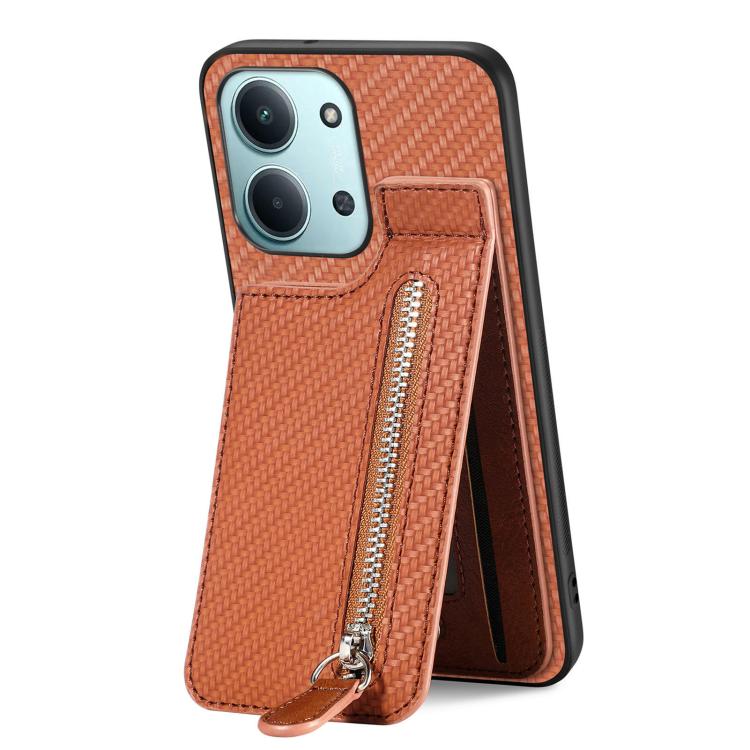 For Redmi 15C 5G / 4G Glodal 171mm Carbon Fiber Vertical Flip Zipper Phone Case