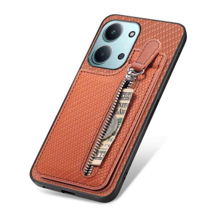 For Redmi 15C 5G / 4G Glodal 171mm Carbon Fiber Vertical Flip Zipper Phone Case