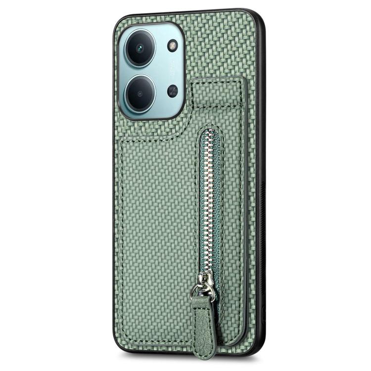 For Redmi 15C 5G / 4G Glodal 171mm Carbon Fiber Vertical Flip Zipper Phone Case