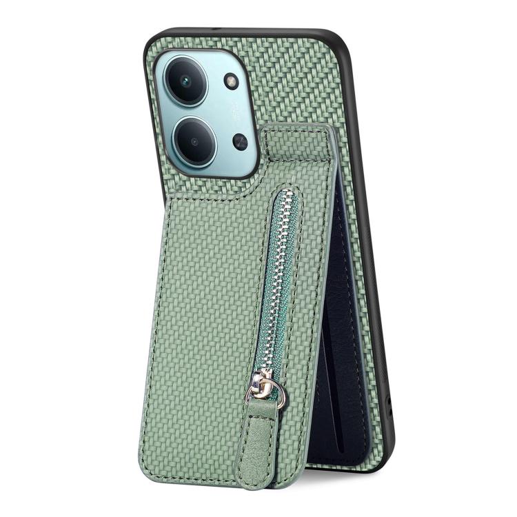 For Redmi 15C 5G / 4G Glodal 171mm Carbon Fiber Vertical Flip Zipper Phone Case