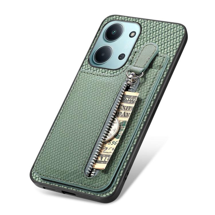 For Redmi 15C 5G / 4G Glodal 171mm Carbon Fiber Vertical Flip Zipper Phone Case