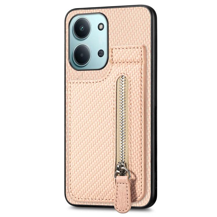 For Redmi 15C 5G / 4G Glodal 171mm Carbon Fiber Vertical Flip Zipper Phone Case