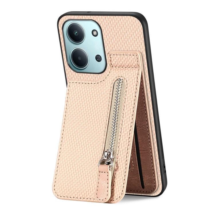 For Redmi 15C 5G / 4G Glodal 171mm Carbon Fiber Vertical Flip Zipper Phone Case