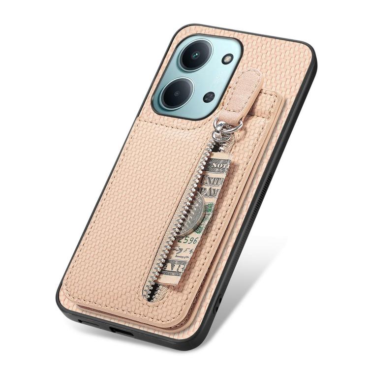 For Redmi 15C 5G / 4G Glodal 171mm Carbon Fiber Vertical Flip Zipper Phone Case