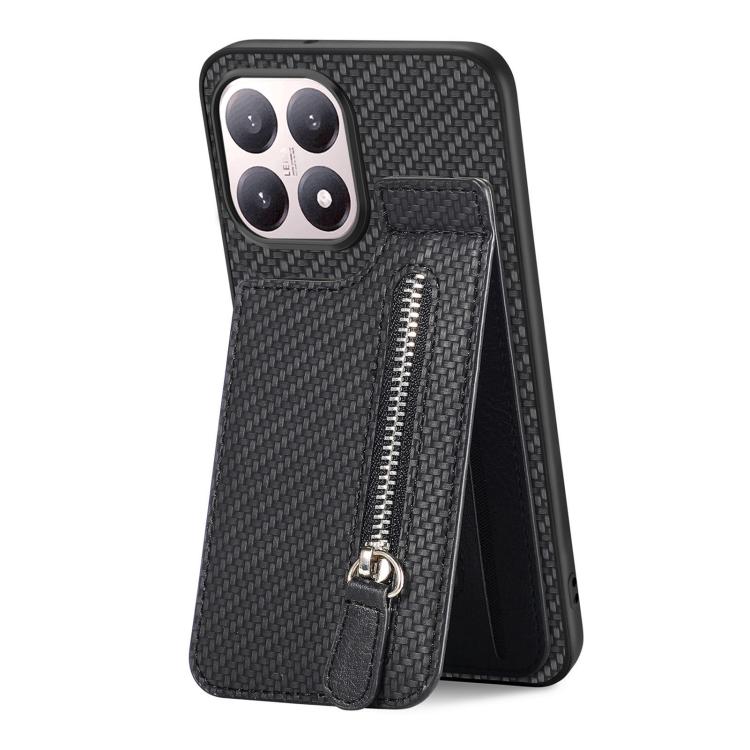 For Xiaomi 15T Carbon Fiber Vertical Flip Zipper Phone Case
