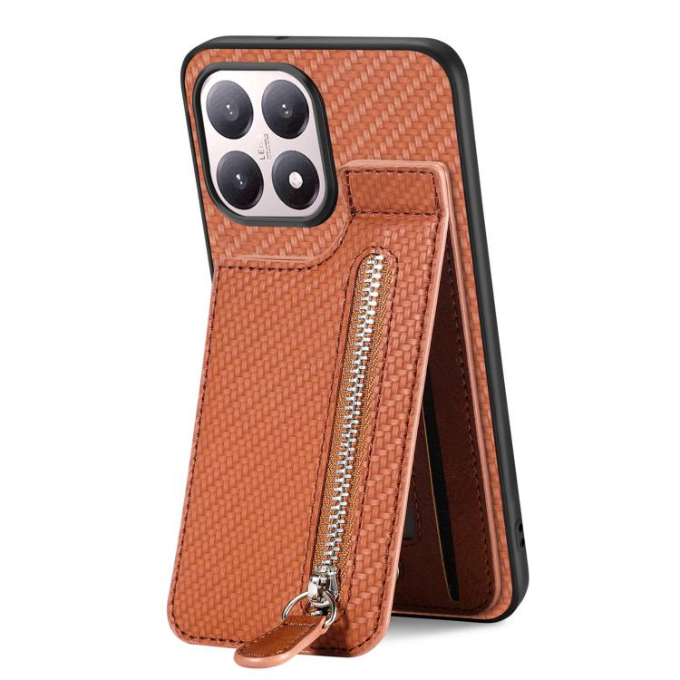For Xiaomi 15T Carbon Fiber Vertical Flip Zipper Phone Case