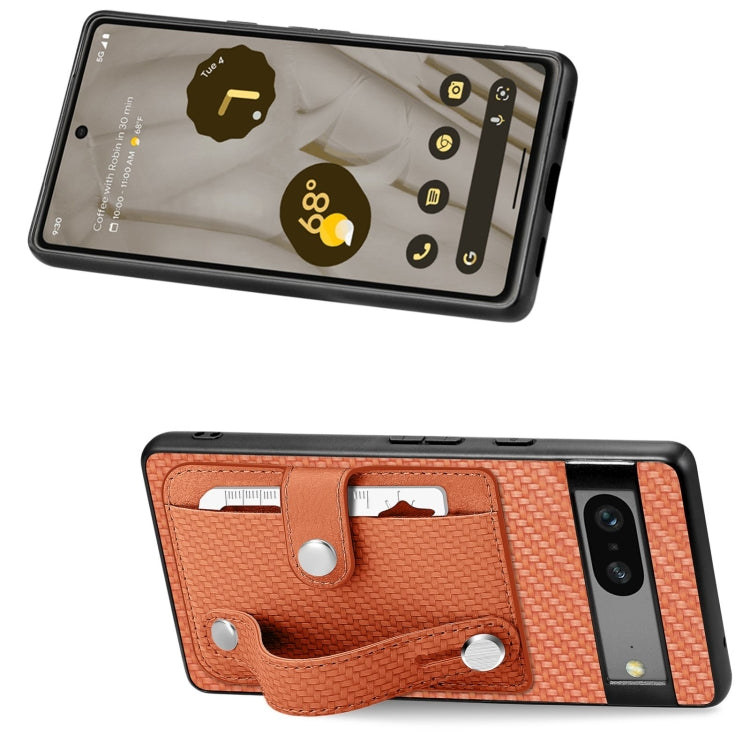 For Google Pixel 7A Wristband Kickstand Card Wallet Back Cover Phone Case with Tool Knife